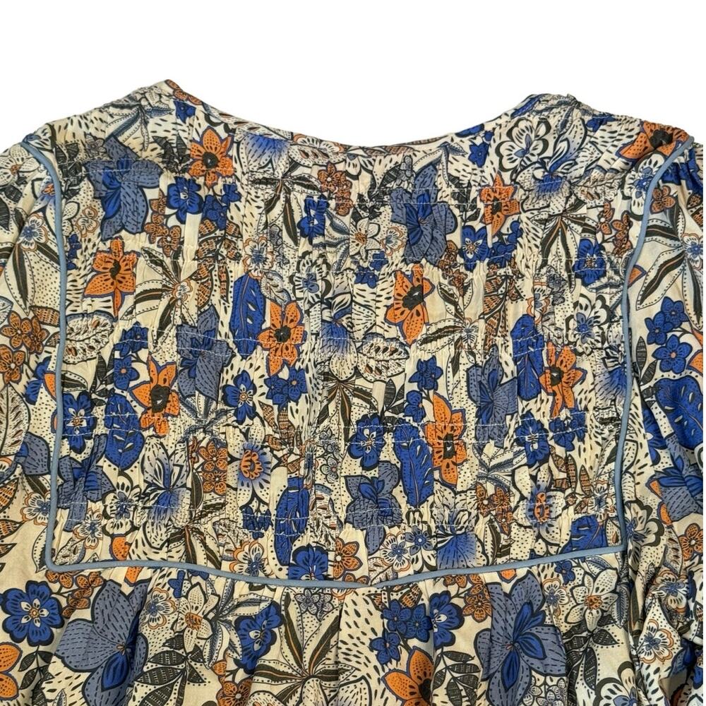 Harni the Label Blue Floral Peasant Blouse Top Oversized XS - Picture 11 of 12